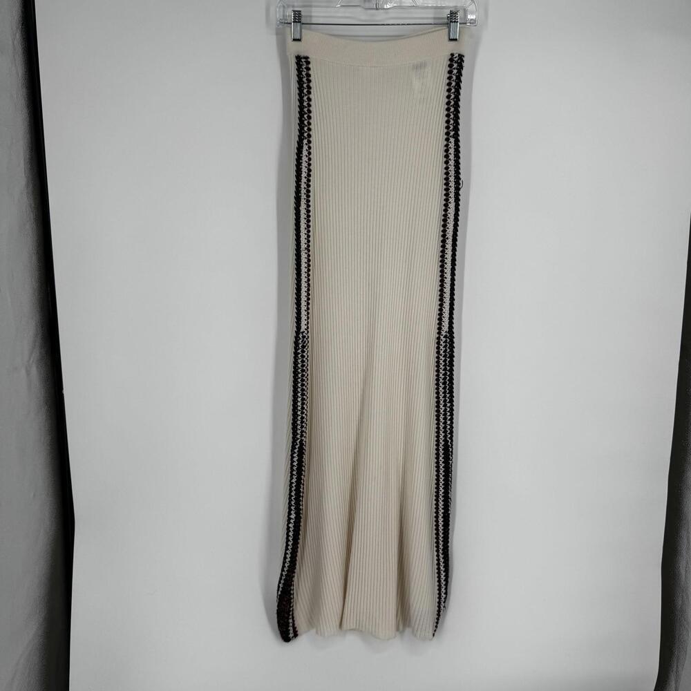 Chloe skirt medium M ivory crochet ribbed wool maxi designer luxury boho fall